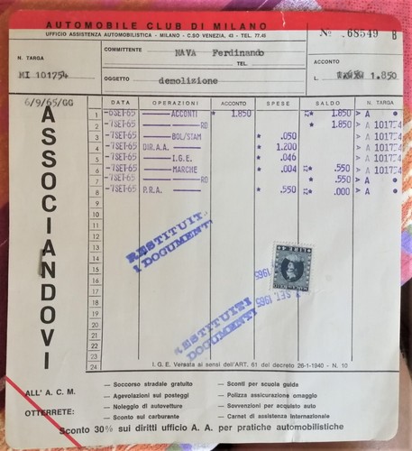 Documento demolizione 1965 - demolizione,